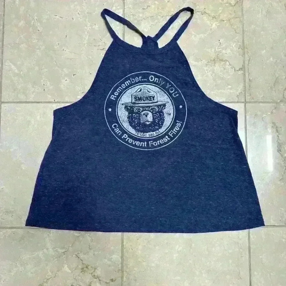 Smokey The Bear Blue Tank‎ Top Parks And Rec Size Large - Picture 1 of 7